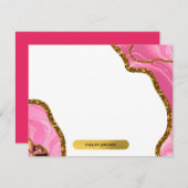 Pink & Gold Agate Geode Glitzer Stationery Mitteilungskarte (Vorne/Hinten)