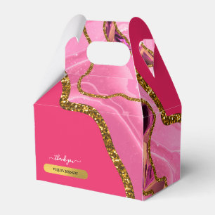 Pink & Gold Agate Geode Glitzer Vielen Dank Geschenkschachtel