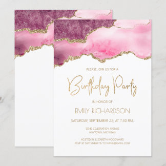 Pink Gold Agate Geode Jedes Jahr zum Geburtstag Einladung