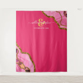Pink & Gold Agate Geode Wedding Wandteppich (Vorderseite)