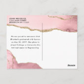 Pink Gold Agate Glitzer Graduate Foto Abschluss Postkarte (Rückseite)