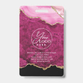 Pink Gold Agate Marble Business Company ID Ausweis (Back)