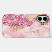 Pink Gold Agate Marmorname Skript Case-Mate iPhone Hülle (Rückseite (Horizontal))