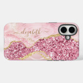 Pink Gold Agate Marmorname Skript Case-Mate iPhone Hülle (Rückseite (Horizontal))