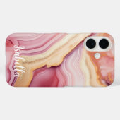 Pink Gold Agate Modern Stilvoller Name Case-Mate iPhone Hülle (Rückseite (Horizontal))