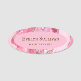 Pink Gold Agate Name Tag Namensschild