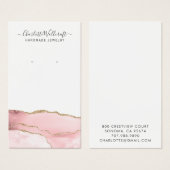 Pink Gold Agate Script Earring Display Card (Vorne & Hinten)