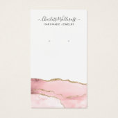 Pink Gold Agate Script Earring Display Card (Vorderseite)