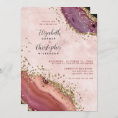 Pink Gold Agate Wedding Einladung (Vorne/Hinten)