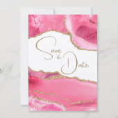 Pink Gold Agate Wedding Save the Date Einladung (Vorderseite)