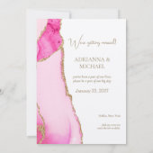 Pink Gold Agate Wedding Save the Date Einladung (Rückseite)