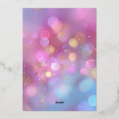 Pink Gold and Blue Bokeh 50th Birthday Folieneinladung (Rückseite)