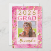 Pink Gold Aquarell Art 2025 Foto Abschluss Inv Einladung (Vorderseite)