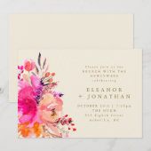 Pink Gold Aquarell Blumenchic Neuer Brunch Einladung (Vorne/Hinten)