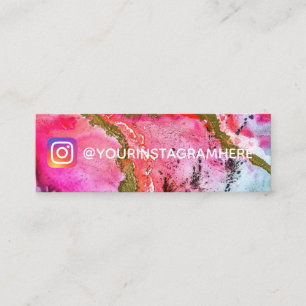 Pink Gold Aquarellfarben Anstrich Social Media Ins Mini Visitenkarte