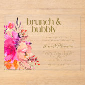 Pink Gold Aquarellfarben Brautparty Brunch Acryleinladungen (Vorderseite)
