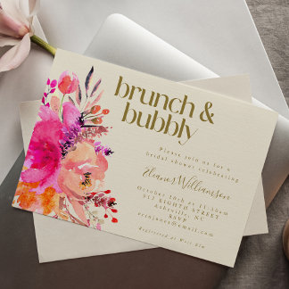 Pink Gold Aquarellfarben Brautparty Brunch Einladung