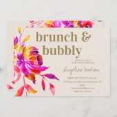 Pink Gold Aquarellfarben Brautparty Brunch Einladung (Vorne/Hinten)