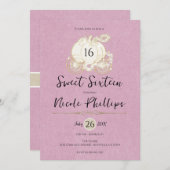 Pink Gold Aschenputtel Süß 16 Party Einladung (Vorne/Hinten)