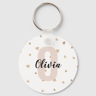 Pink Gold Ästhetik Monogramm Name mit Herzen Schlüsselanhänger