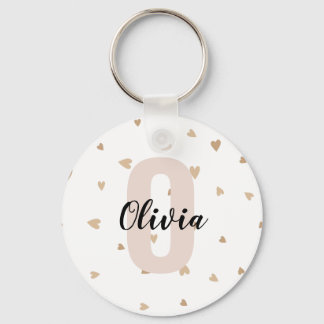 Pink Gold Ästhetik Monogramm Name mit Herzen Schlüsselanhänger