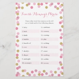 Pink & Gold Baby Dusche beenden Mommy's Phrase Gam