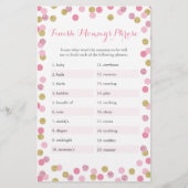 Pink & Gold Baby Dusche beenden Mommy's Phrase Gam (Vorderseite)
