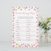 Pink & Gold Baby Dusche beenden Mommy's Phrase Gam (Stehend Vorderseite)