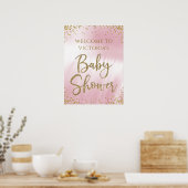 Pink Gold Baby Dusche Begrüßungszeichen Poster (Küche)
