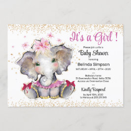 Pink Gold Baby Dusche Einladung Baby Elephant