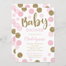 Pink Gold Baby Dusche Einladung Confetti Girl