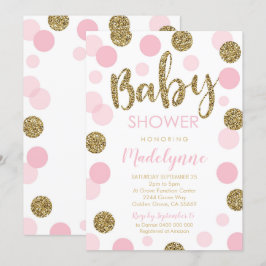 Pink Gold Baby Dusche Einladung Confetti Girl