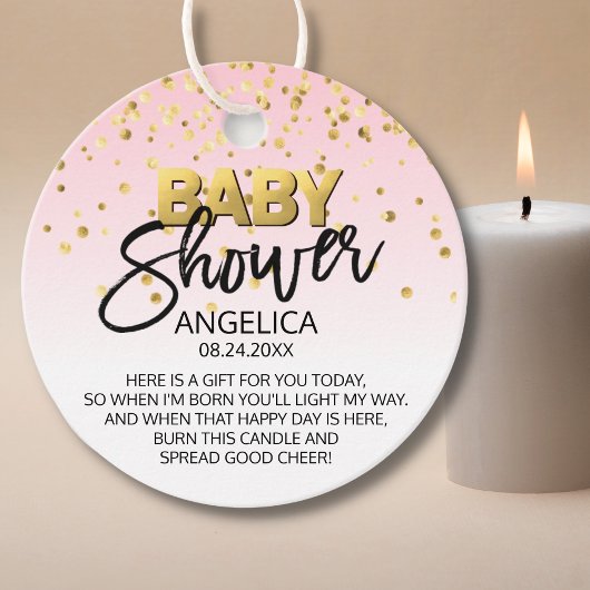 Pink Gold Baby Dusche Kerze Votive Gefallen Geschenkanhänger