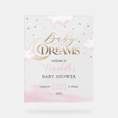 Pink Gold Baby unserer Dreams Baby Dusche Willkomm Acrylschild (Vorderseite)