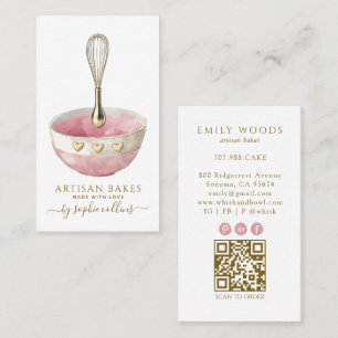 Pink Gold Bäcker Wasserfarbe Bäcker Bäckerei QR Co Visitenkarte