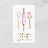 Pink Gold Baker Watercolor Bäckerei Konditorei Koc Visitenkarte (Vorderseite)