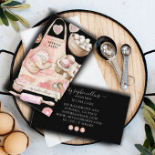 Pink Gold Baker Watercolor Baker Pastry Köche Blac Visitenkarte
