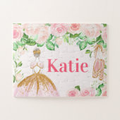 Pink & Gold Ballerina Dance Themed Custom Name Puzzle (Horizontal)