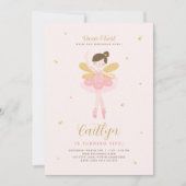 Pink & Gold Ballerina Fairy Einladung zum Geburtst (Vorderseite)