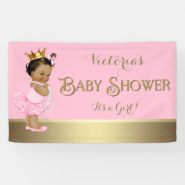 Pink Gold Ballerina Tutu Pearl Baby Dusche Banner