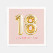 Pink Gold Ballon 18. Geburtstagsparty Serviette (Vorderseite)