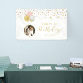 Pink & Gold Ballon 1. Geburtstag Foto Banner (Messeveranstaltung)