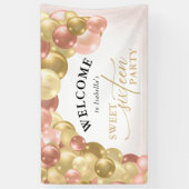Pink & Gold Ballon Arch Sweet 16 Party Willkommen Banner (Vertikal)
