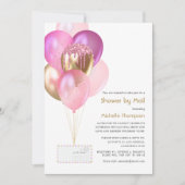 Pink & Gold Ballon Baby oder Brautparty per Mail Einladung (Vorderseite)