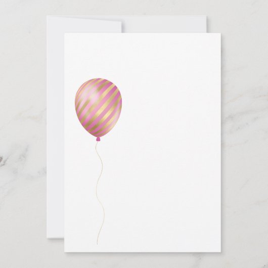 Pink & Gold Ballon Baby oder Brautparty per Mail Einladung (Rückseite)