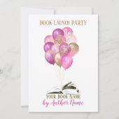 Pink Gold Ballon Book Launch Partys Einladung (Vorderseite)
