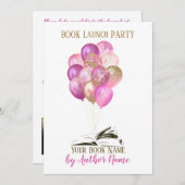 Pink Gold Ballon Book Launch Partys Einladung (Vorne/Hinten)