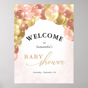 Pink & Gold Balloon Arch Boy Baby Shooter Poster
