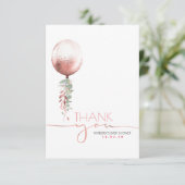 Pink Gold Balloon Greenerenery Baby Dusche Vielen Dankeskarte (Stehend Vorderseite)