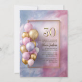 Pink Gold Balloons 30th Birthday Party Einladung (Vorderseite)